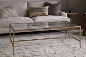 Gilasi Cast Metal & Glass Coffee Table - Antique Brass