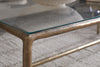 Gilasi Cast Metal & Glass Coffee Table - Antique Brass