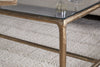 Gilasi Cast Metal & Glass Coffee Table - Antique Brass