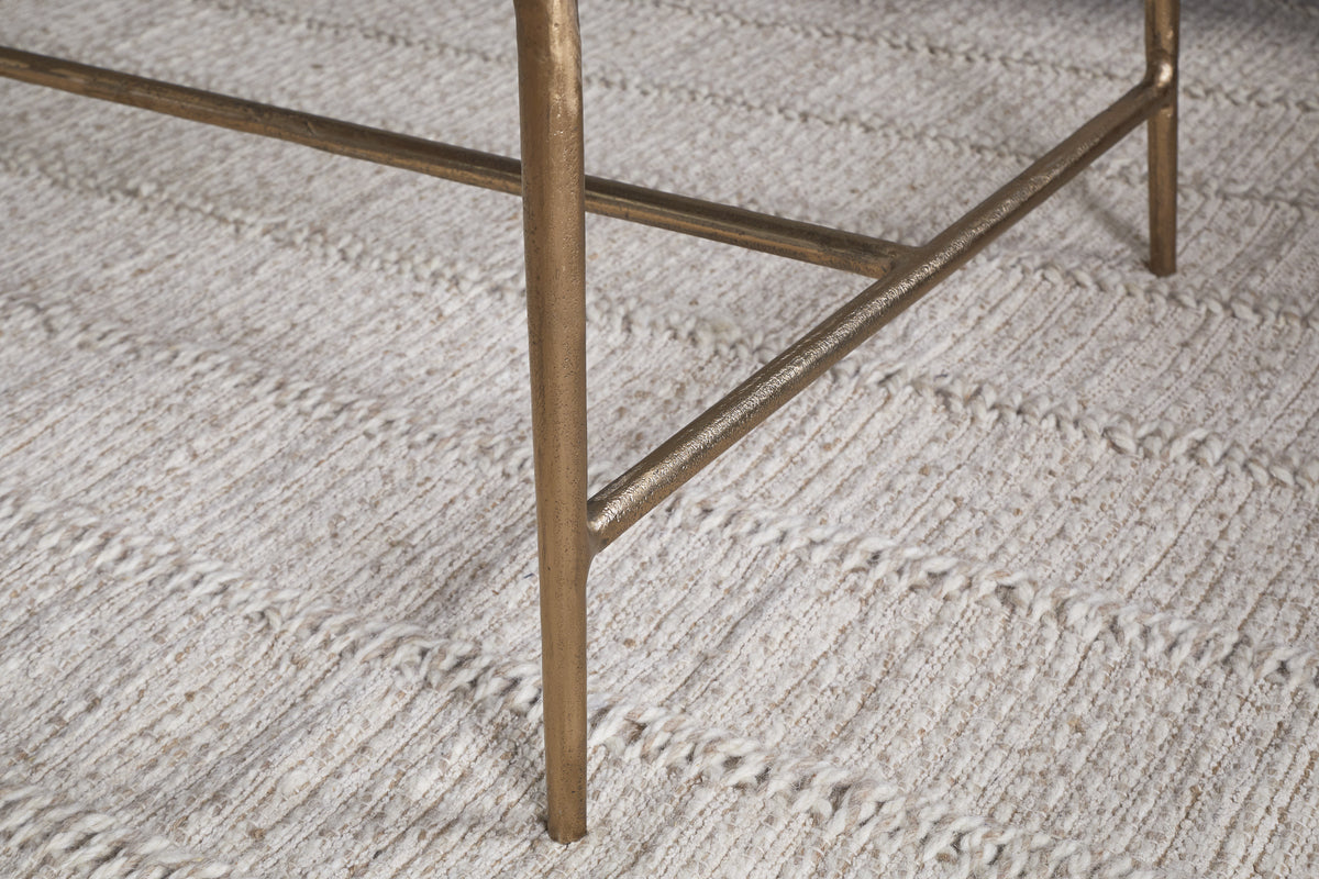 Gilasi Cast Metal & Glass Coffee Table - Antique Brass