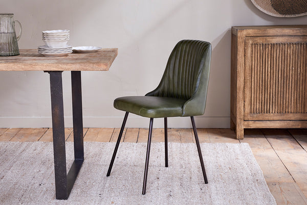 Harsha Leather Dining Chair - Rich Green-Trade nkuku