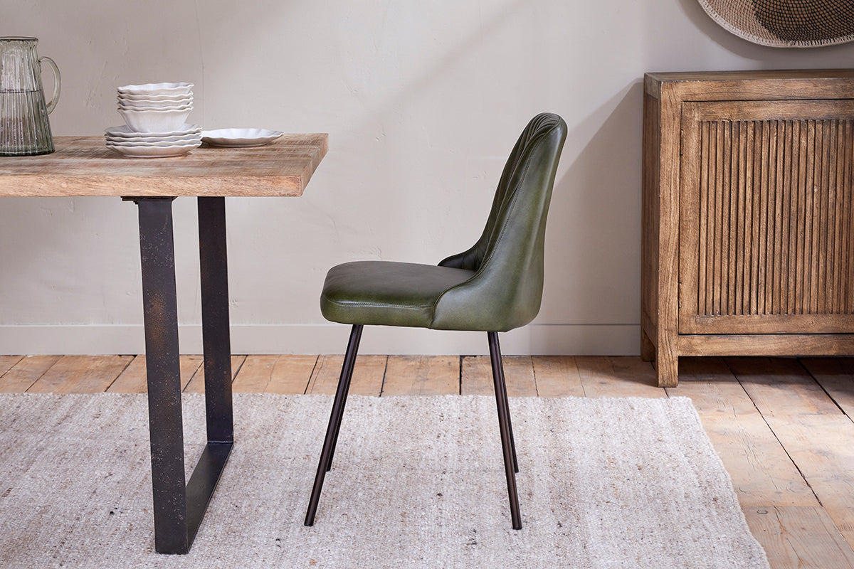 Harsha Leather Dining Chair - Rich Green-Trade nkuku