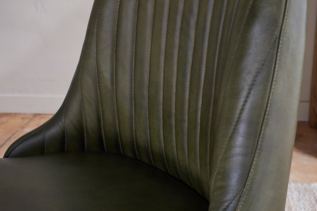 Harsha Leather Dining Chair - Rich Green-Trade nkuku