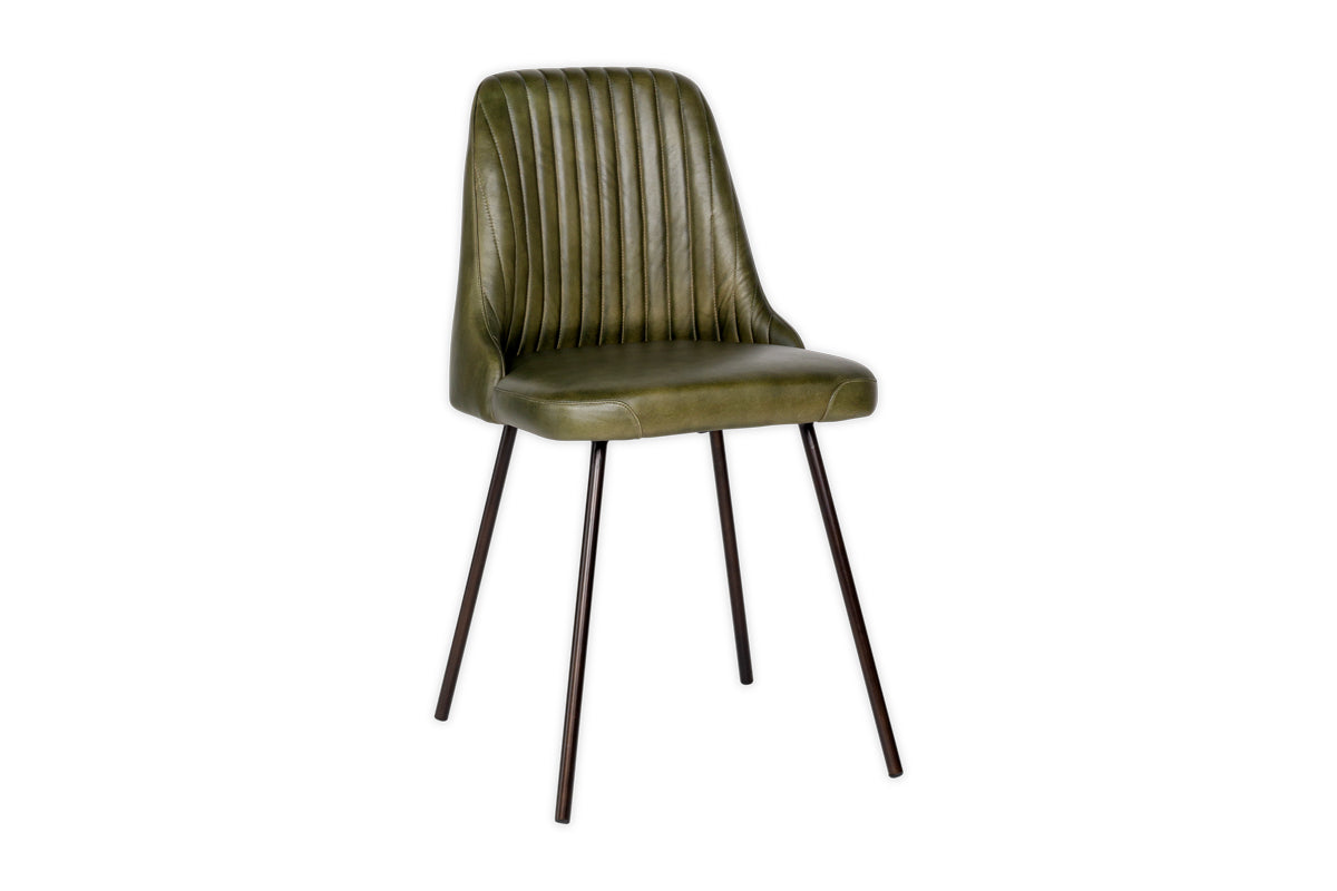 Harsha Leather Dining Chair - Rich Green-Trade nkuku