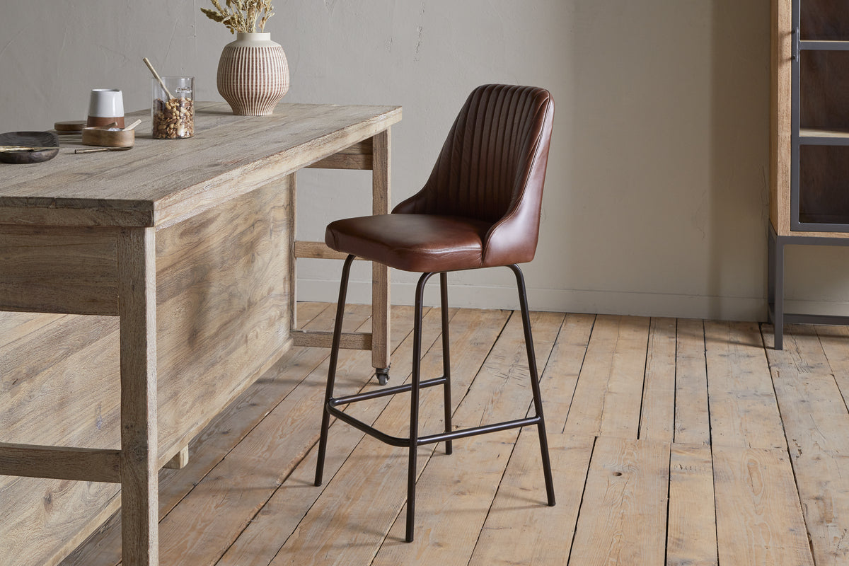 Harsha Leather Counter Chair - Chocolate Brown