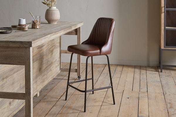 Harsha Leather Counter Chair - Chocolate Brown