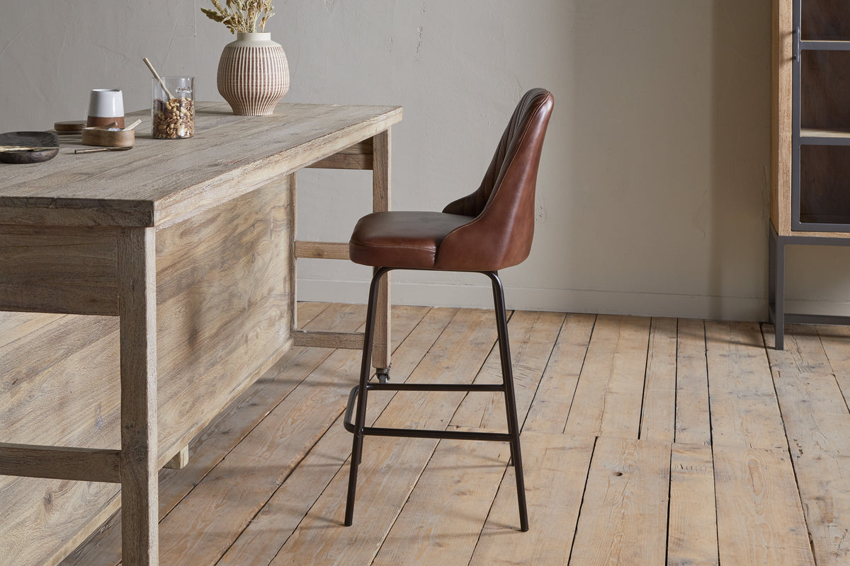 Harsha Leather Counter Chair - Chocolate Brown