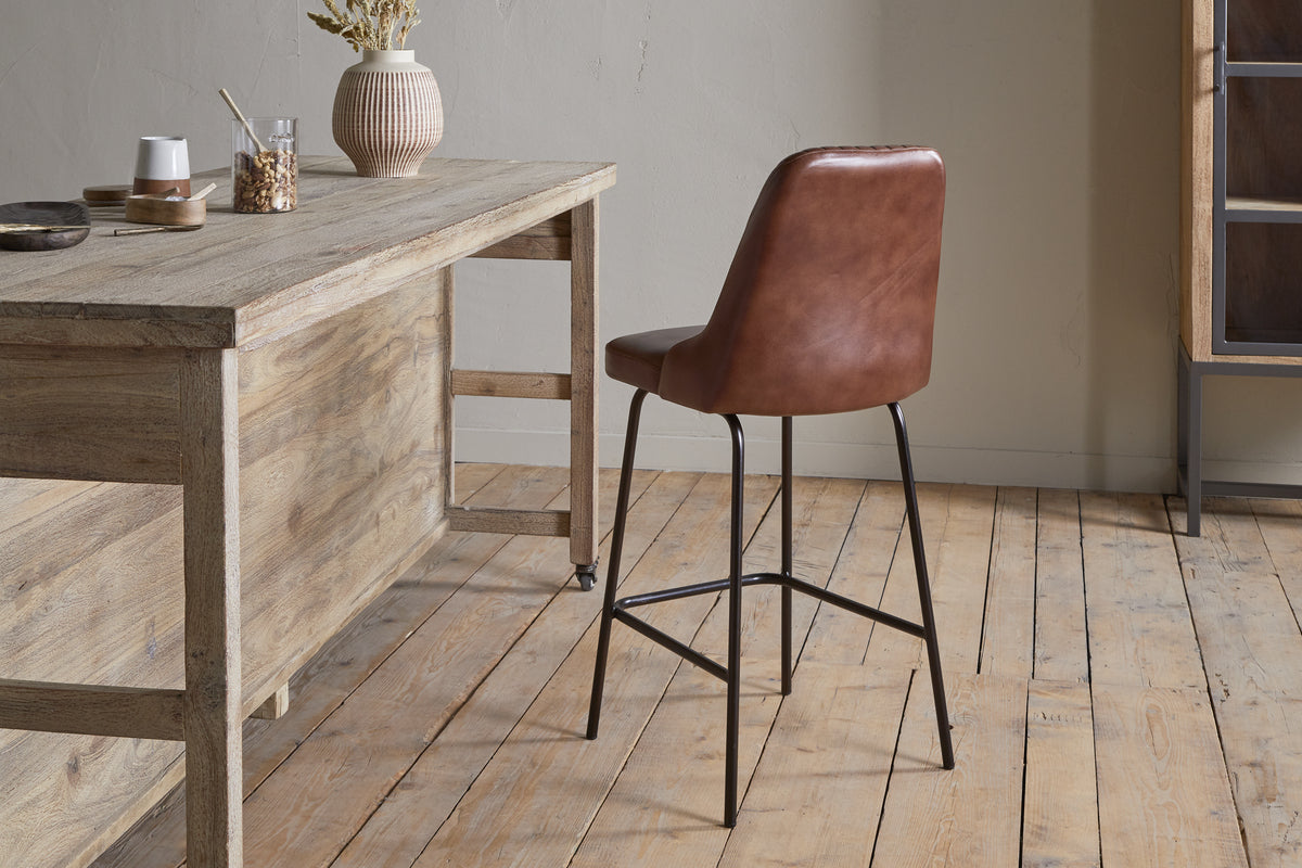 Harsha Leather Counter Chair - Chocolate Brown