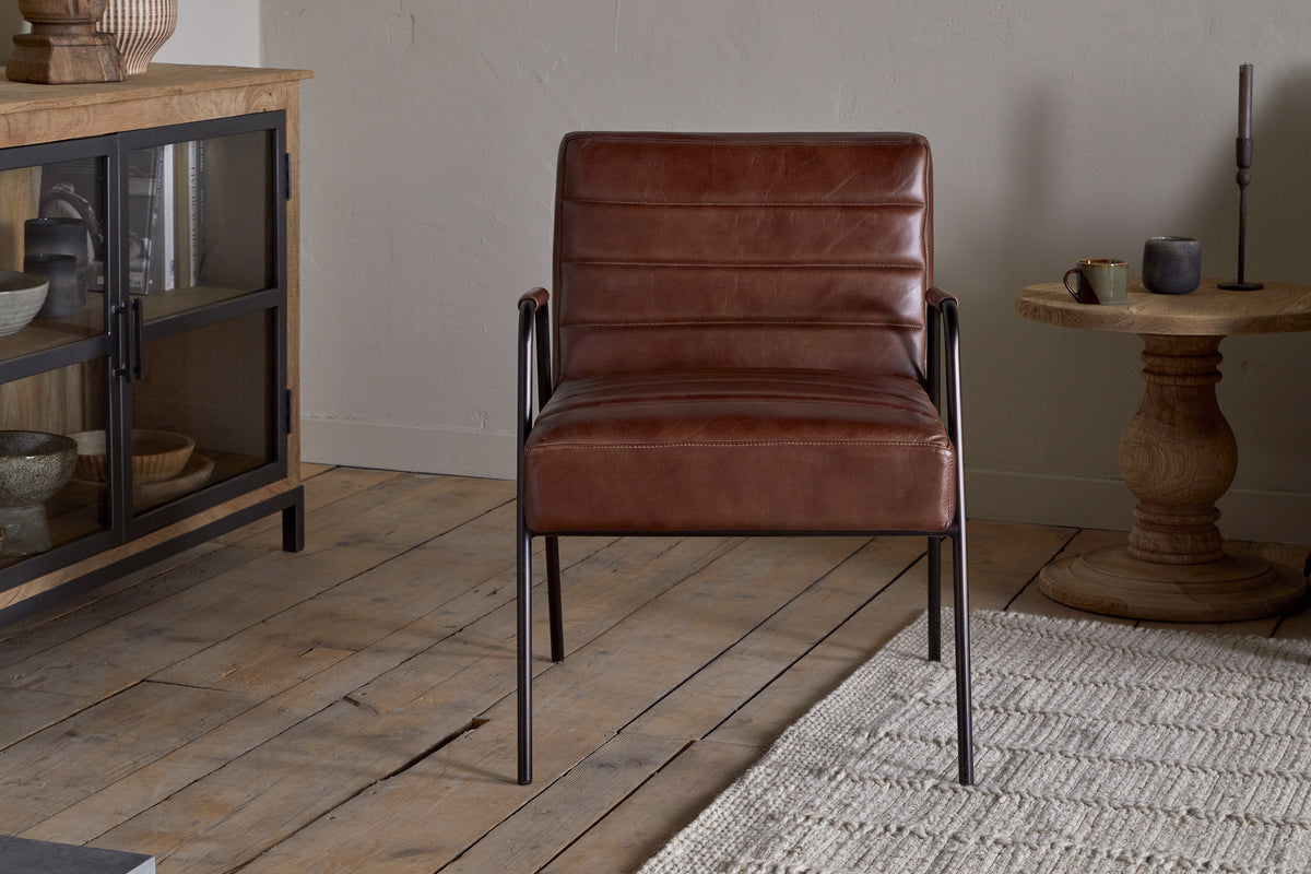 Hadithi Leather Occasional Chair - Chocolate Brown