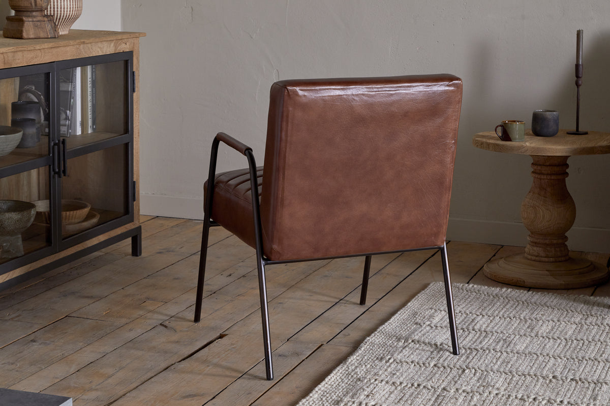 Hadithi Leather Occasional Chair - Chocolate Brown