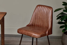 Harsha Leather Dining Chair - Chocolate Brown