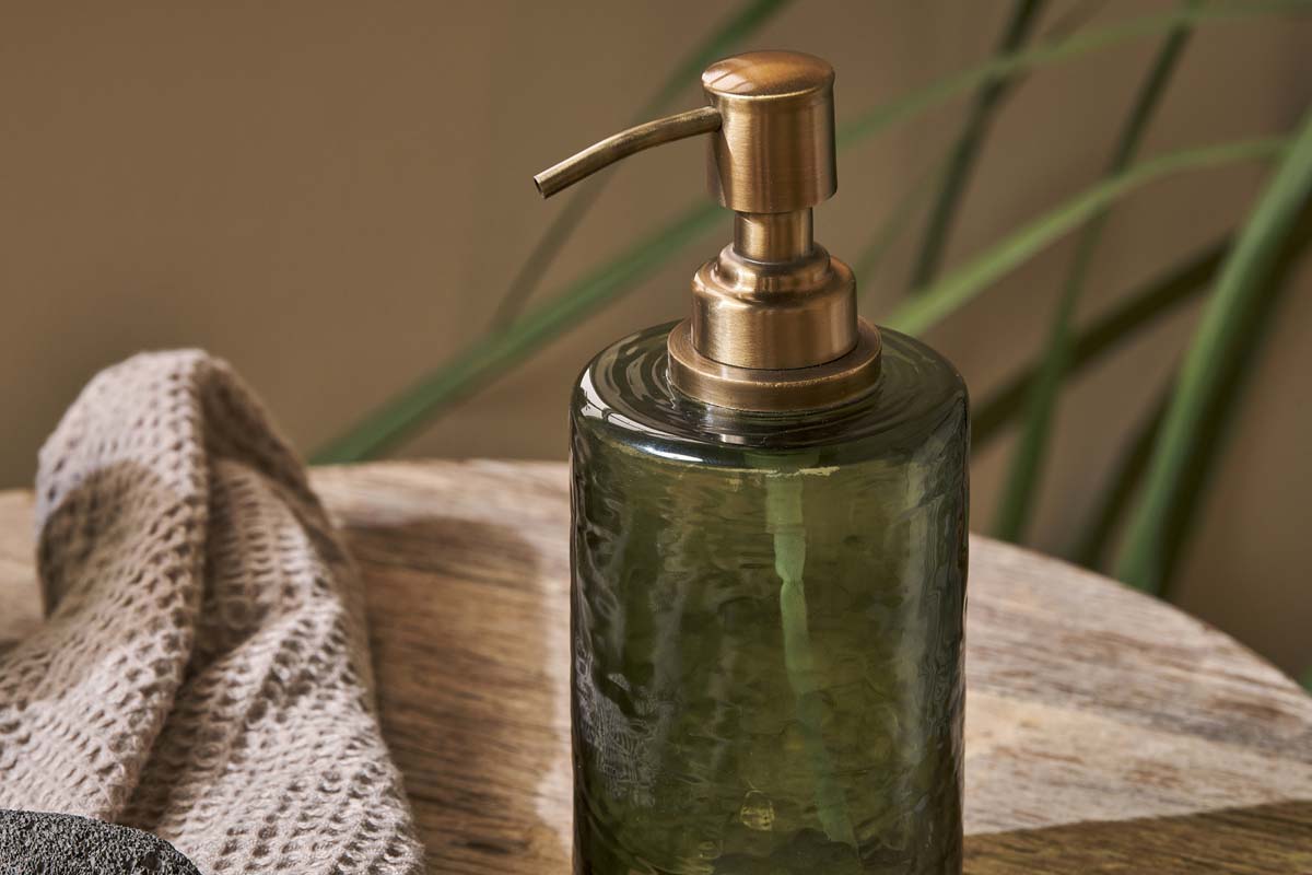 Ilcoso Recycled Hammered Glass Soap Dispenser - Green