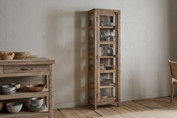 Ibo Reclaimed Wood & Glass Cabinet - Natural - Tall