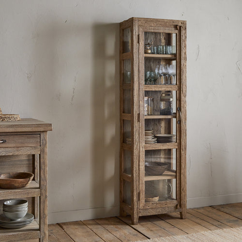 Ibo Reclaimed Wood & Glass Cabinet - Natural - Tall