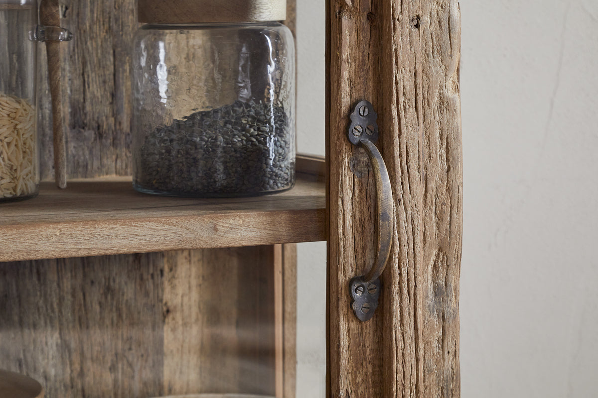 Ibo Reclaimed Wood & Glass Cabinet - Natural - Tall