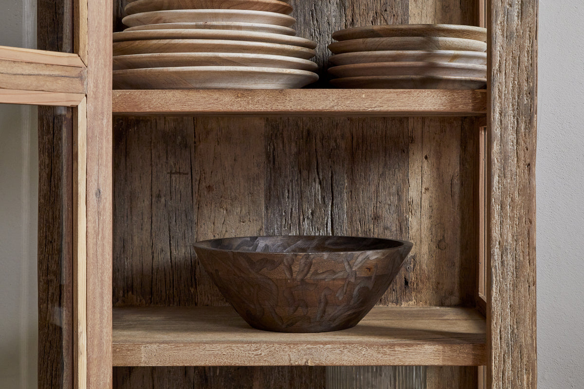 Ibo Reclaimed Wood & Glass Cabinet - Natural - Tall