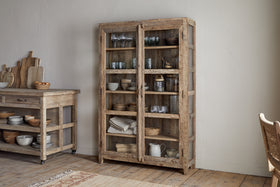 Ibo Reclaimed Wood & Glass Cabinet - Natural - Wide