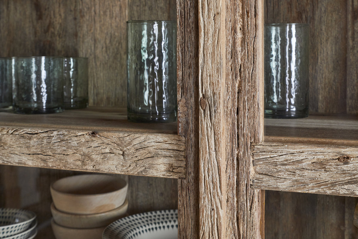Ibo Reclaimed Wood & Glass Cabinet - Natural - Wide
