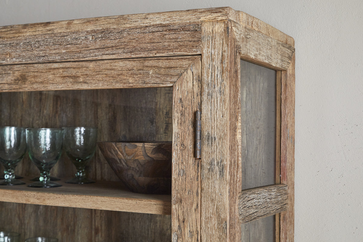 Ibo Reclaimed Wood & Glass Cabinet - Natural - Wide