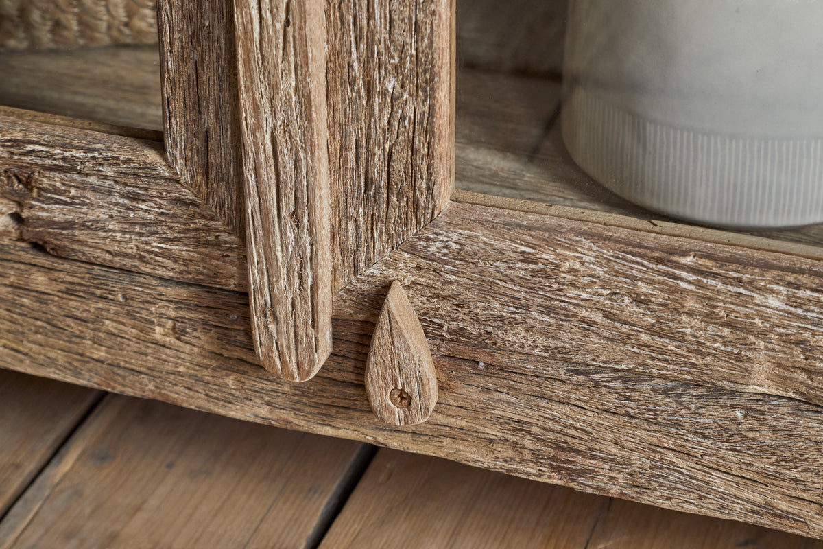 Ibo Reclaimed Wood & Glass Cabinet - Natural - Wide