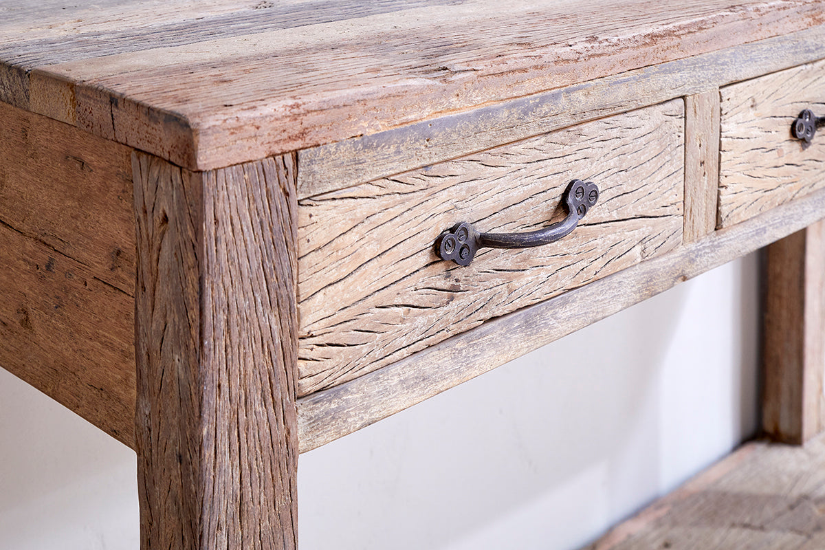 Ibo Reclaimed Wood 3 Drawer Console Table - Natural-Trade nkuku