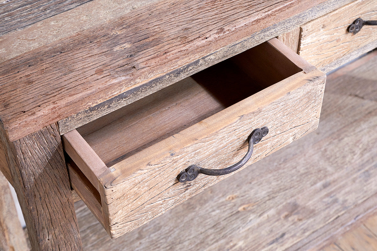 Ibo Reclaimed Wood 3 Drawer Console Table - Natural-Trade nkuku