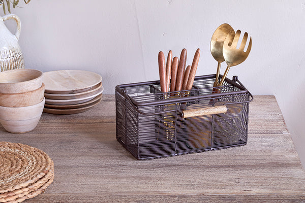 Inkollu Wire Cutlery Holder - Aged Brass-Trade nkuku