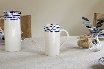 Indigo Drop Jug - Cream & Indigo - Small