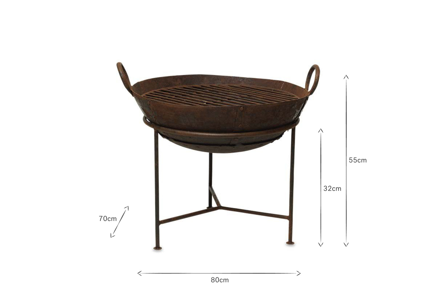 Reclaimed Iron Kadai With Grill - Medium