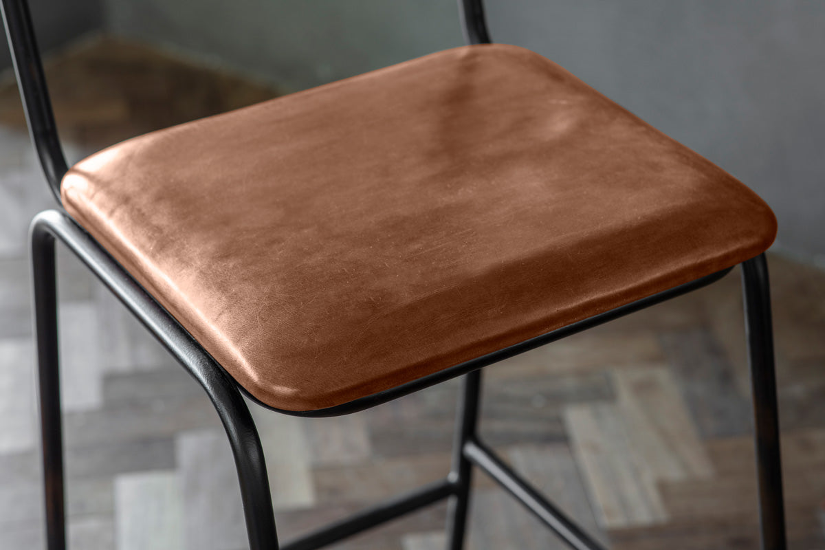 Iswa Leather & Cane Counter Chair - Aged Tan