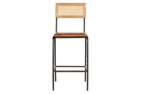 Iswa Leather & Cane Counter Chair - Aged Tan