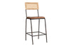 Iswa Leather & Cane Counter Chair - Aged Tan