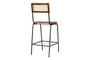 Iswa Leather & Cane Counter Chair - Aged Tan