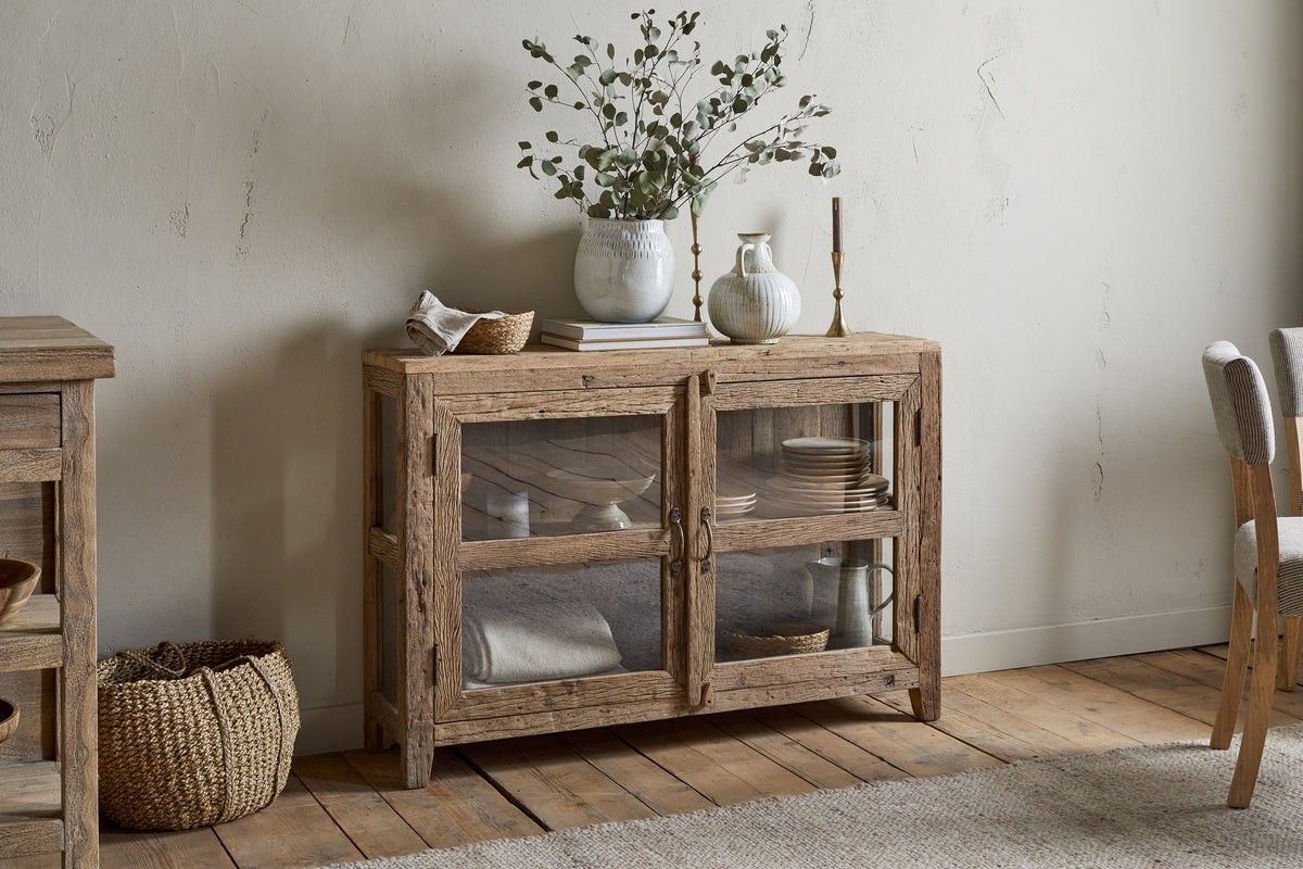 Ibo Reclaimed Wood & Glass Sideboard - Natural