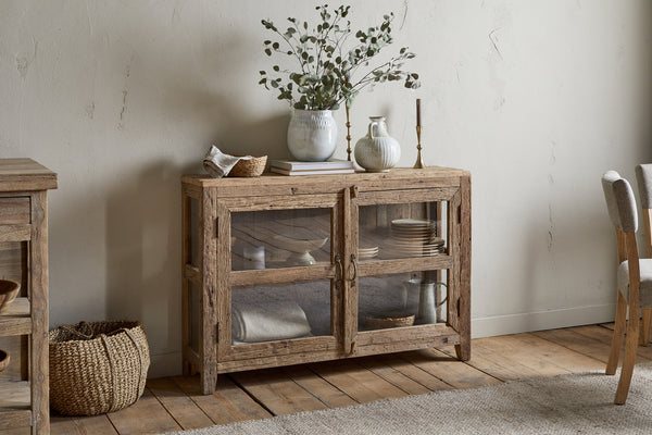 Ibo Reclaimed Wood & Glass Sideboard - Natural