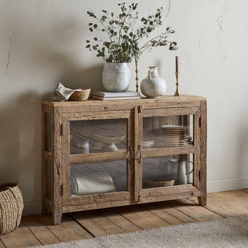 Ibo Reclaimed Wood & Glass Sideboard - Natural