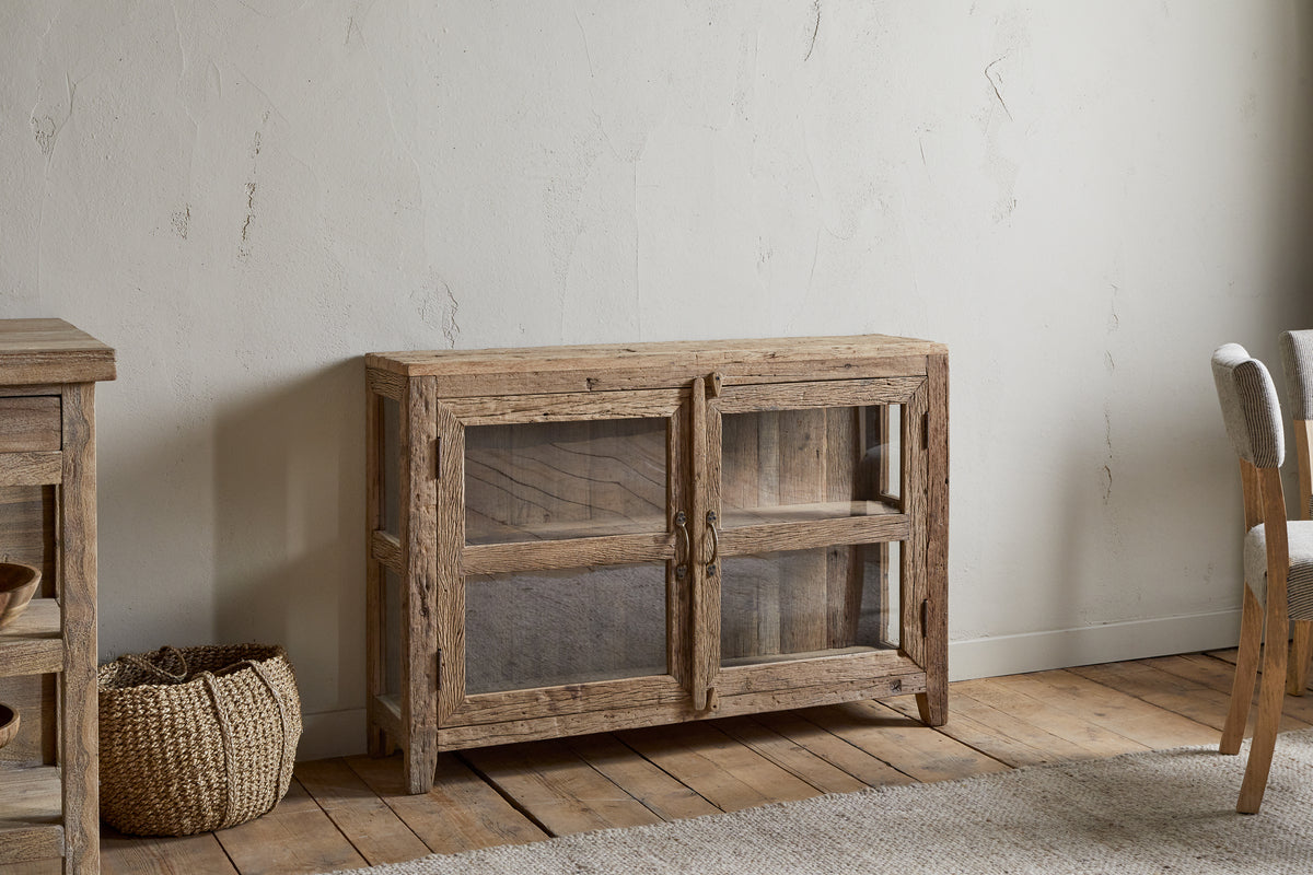 Ibo Reclaimed Wood & Glass Sideboard - Natural