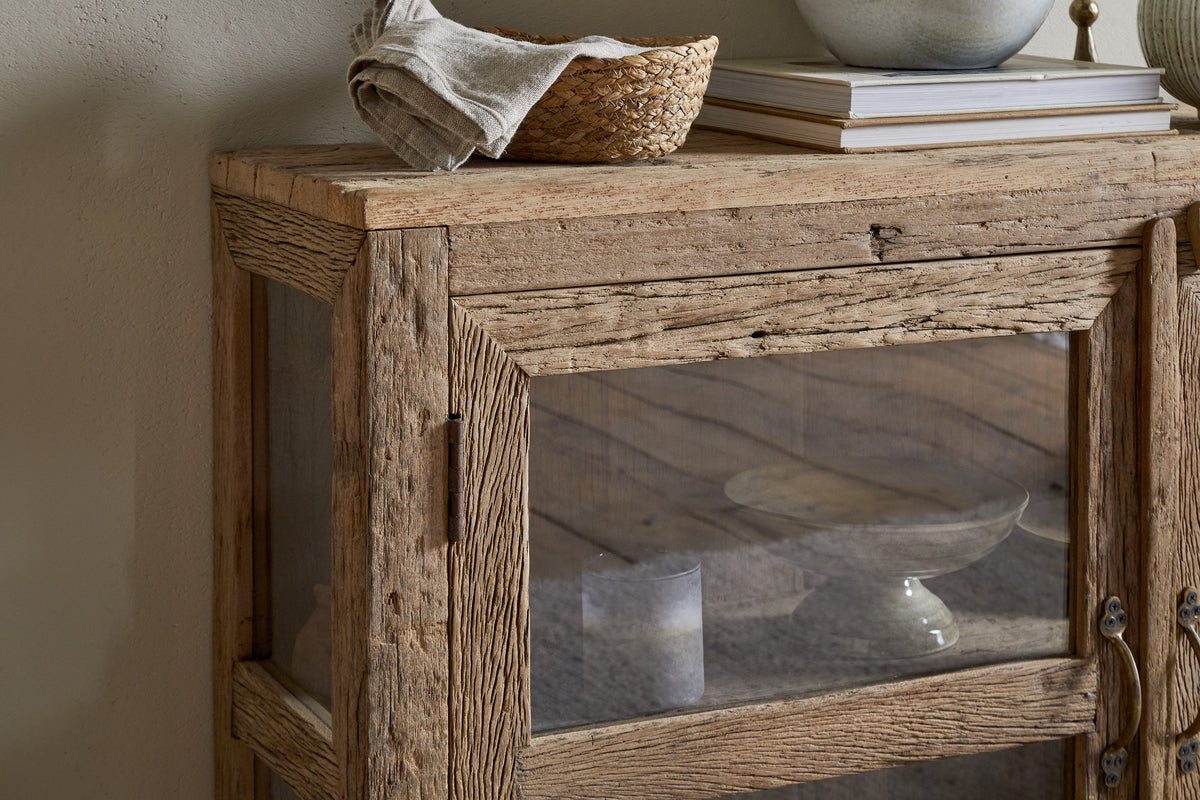 Ibo Reclaimed Wood & Glass Sideboard - Natural