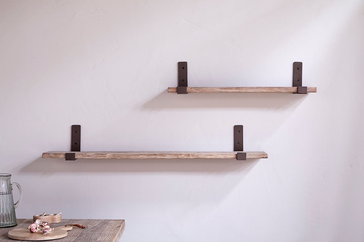 Ibo Reclaimed Wood & Iron Shelf - Natural-Trade nkuku