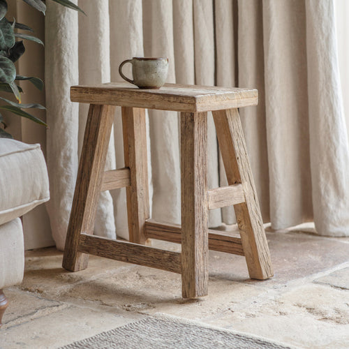 Ibo Reclaimed Wood Low Stool - Natural