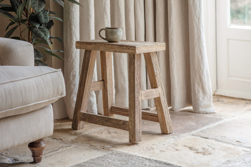 Ibo Reclaimed Wood Low Stool - Natural