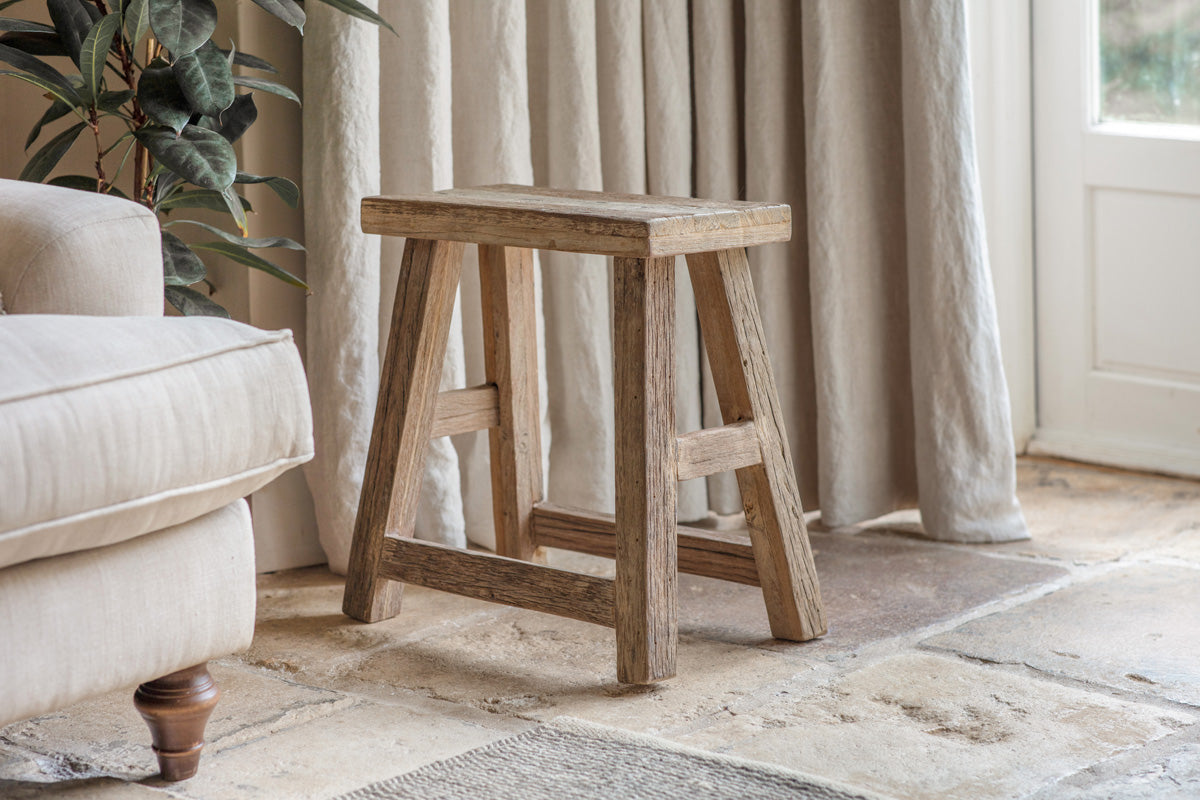 Ibo Reclaimed Wood Low Stool - Natural