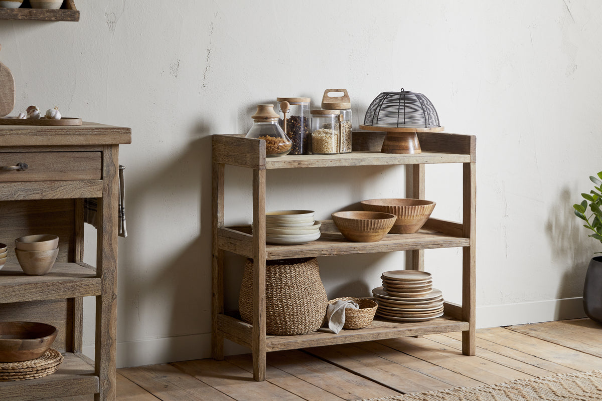 Ibo Reclaimed Wood Pantry Standing Shelves - Natural