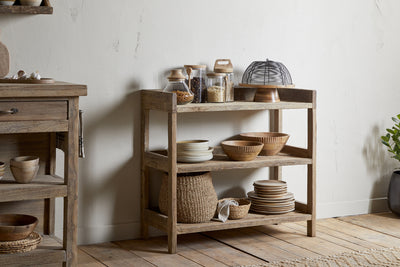 Ibo Reclaimed Wood Pantry Standing Shelves - Natural