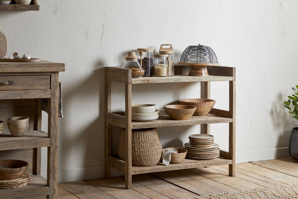 Ibo Reclaimed Wood Pantry Standing Shelves - Natural