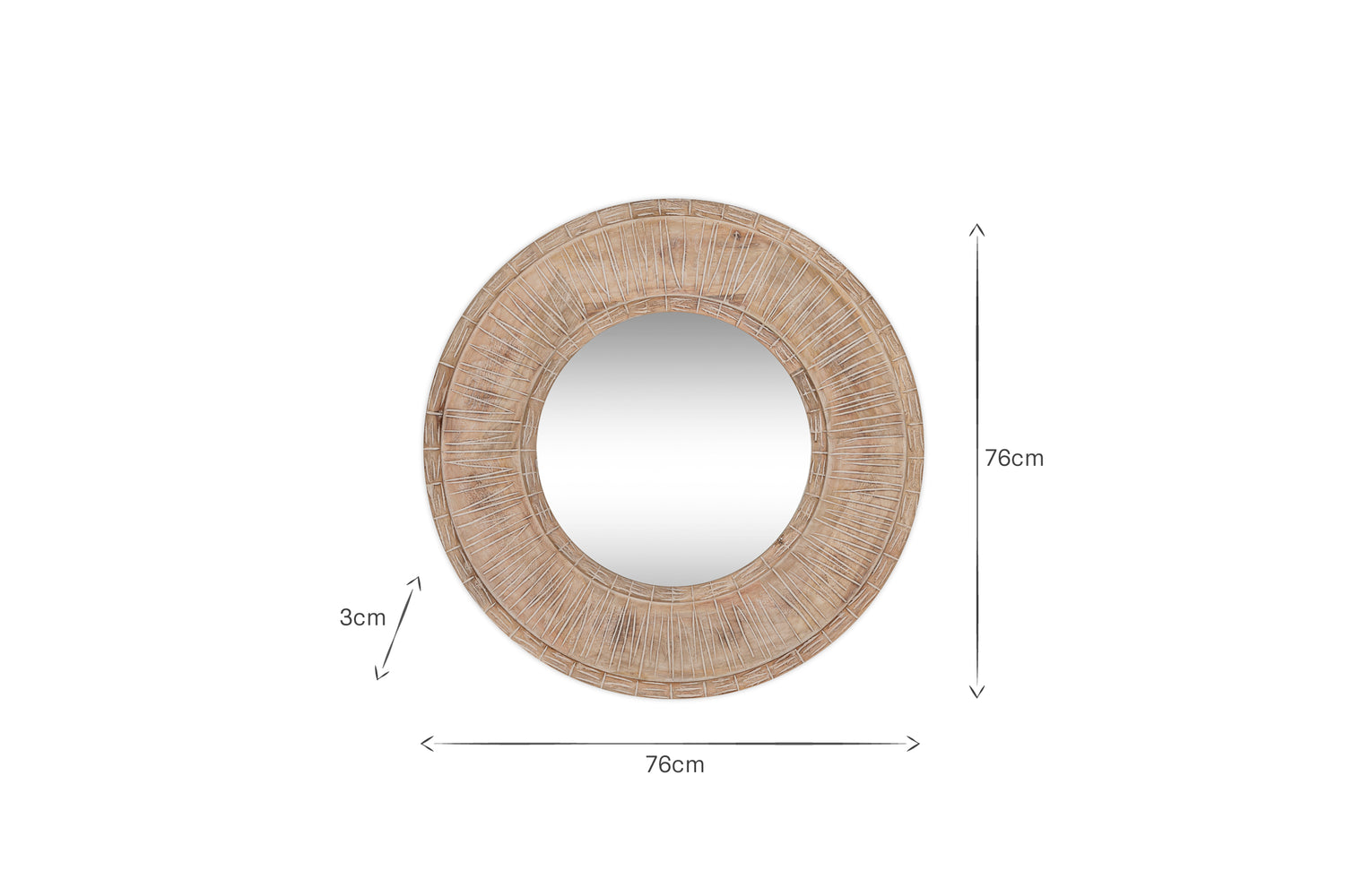 Itwa Mango Wood Carved Mirror - Natural