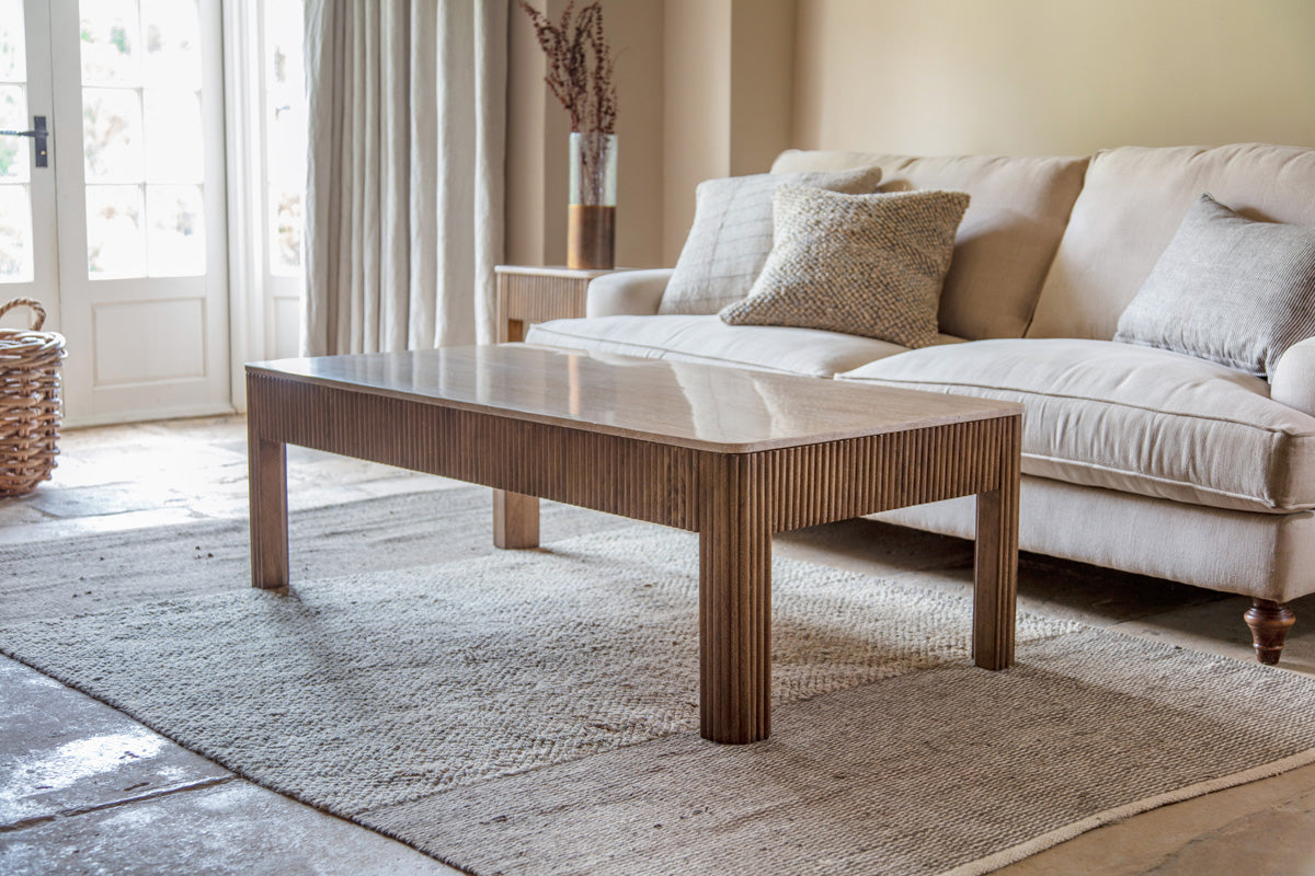 Ira Travertine & Mango Wood Coffee Table - Natural