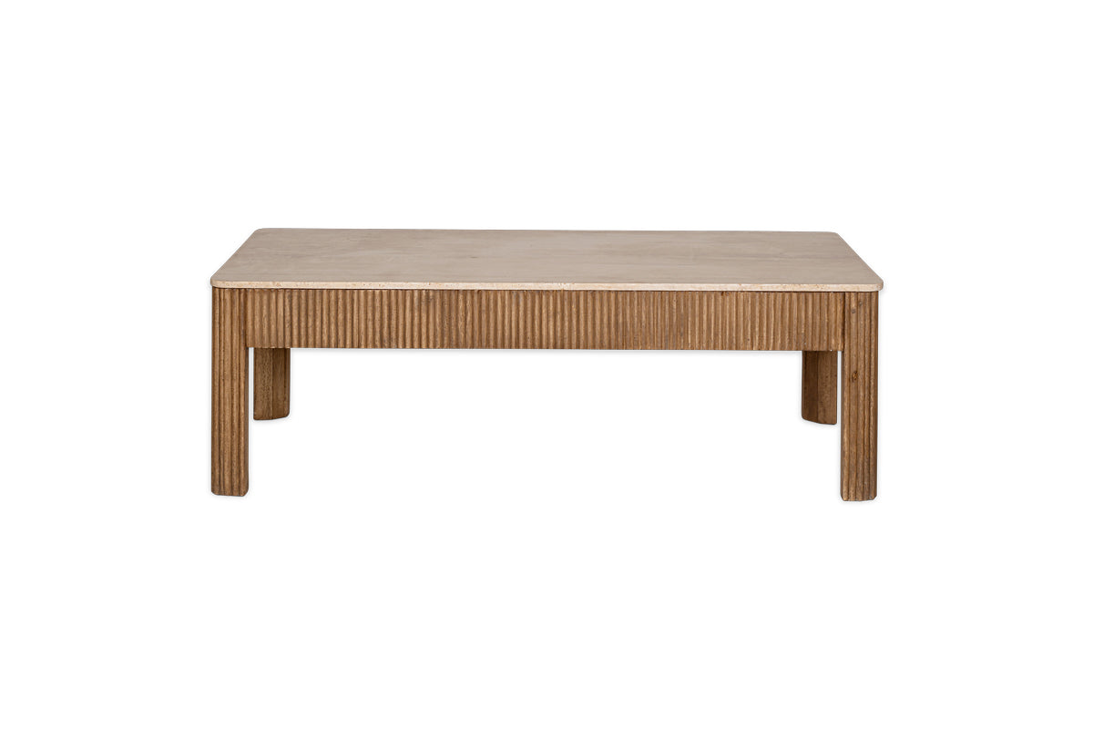 Ira Travertine & Mango Wood Coffee Table - Natural