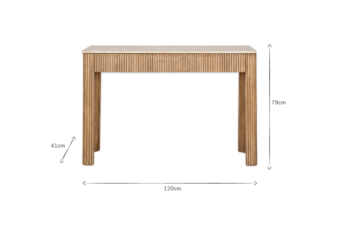 Ira Travertine & Mango Wood Console Table - Natural