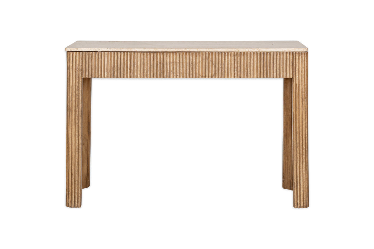 Ira Travertine & Mango Wood Console Table - Natural